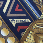 Hermes Carre 90 Chiefs' Gold L'Or Des Chefs Black Silk Scarf X — view 6