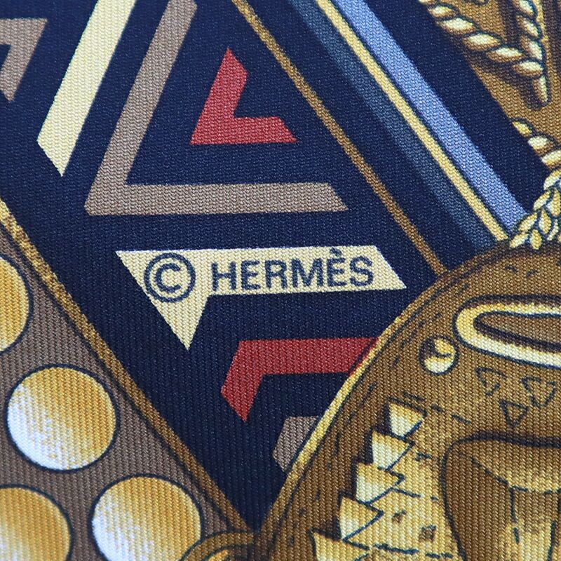 Hermes Carre 90 Chiefs' Gold L'Or Des Chefs Black Silk Scarf X — view 6