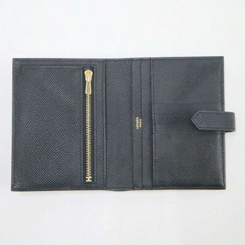 Hermes Bearn Compact Bifold Wallet Epsom Black Gold — view 4