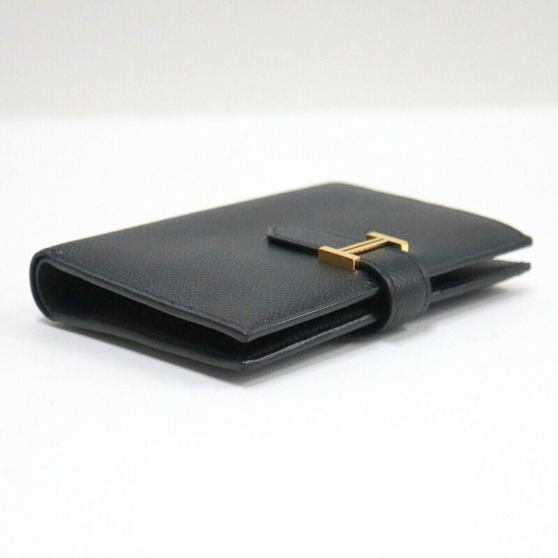 Hermes Bearn Compact Bifold Wallet Epsom Black Gold — view 3