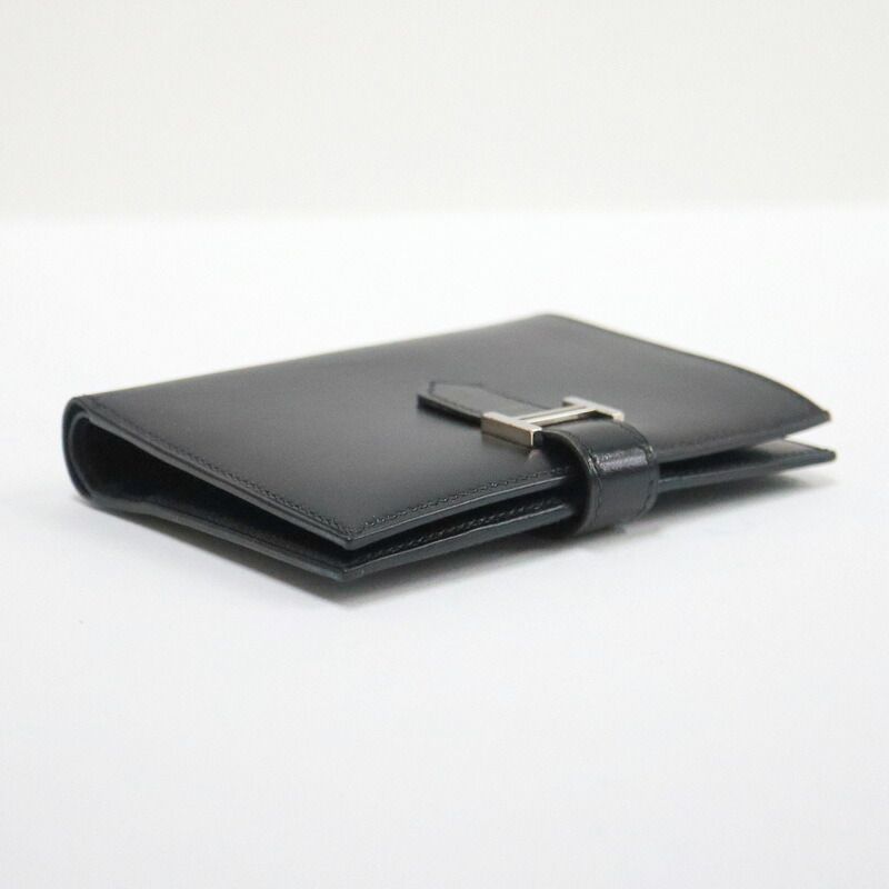 Hermes Bearn Compact Bifold Wallet Buffalo Gala Noir Black Silver — view 4