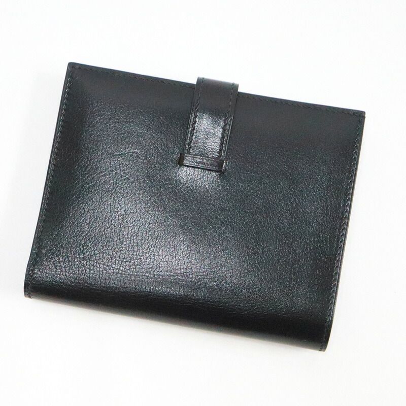 Hermes Bearn Compact Bifold Wallet Buffalo Gala Noir Black Silver — view 3