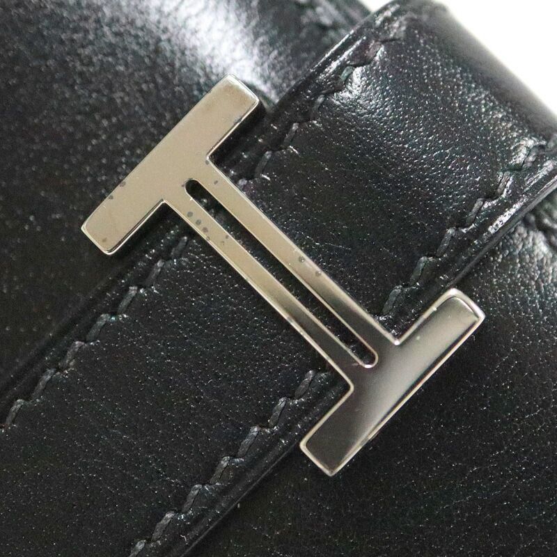 Hermes Bearn Compact Bifold Wallet Buffalo Gala Noir Black Silver — view 8