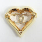 Chanel Heart Brooch CC Gold Plated Beige — view 3