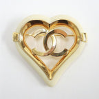 Chanel Heart Brooch CC Gold Plated Beige — view 2