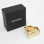 Chanel Heart Brooch CC Gold Plated Beige — view 9