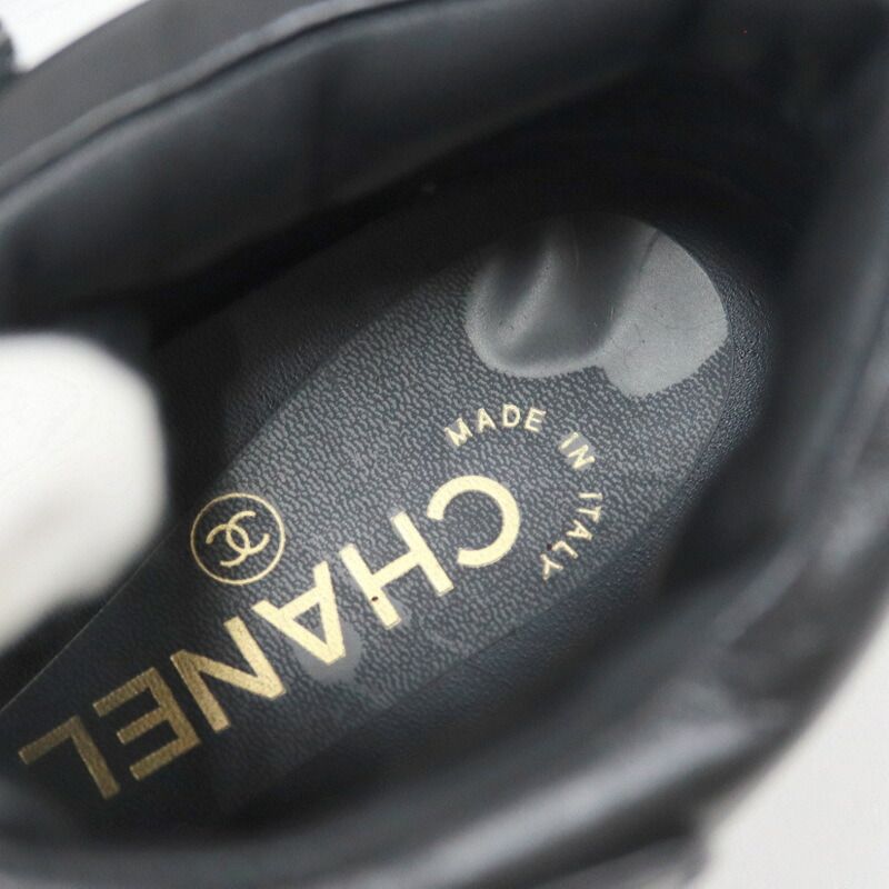 Chanel High Cut Sneakers Shoelace Type Leather Black 37 — view 7