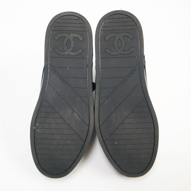 Chanel High Cut Sneakers Shoelace Type Leather Black 37 — view 3