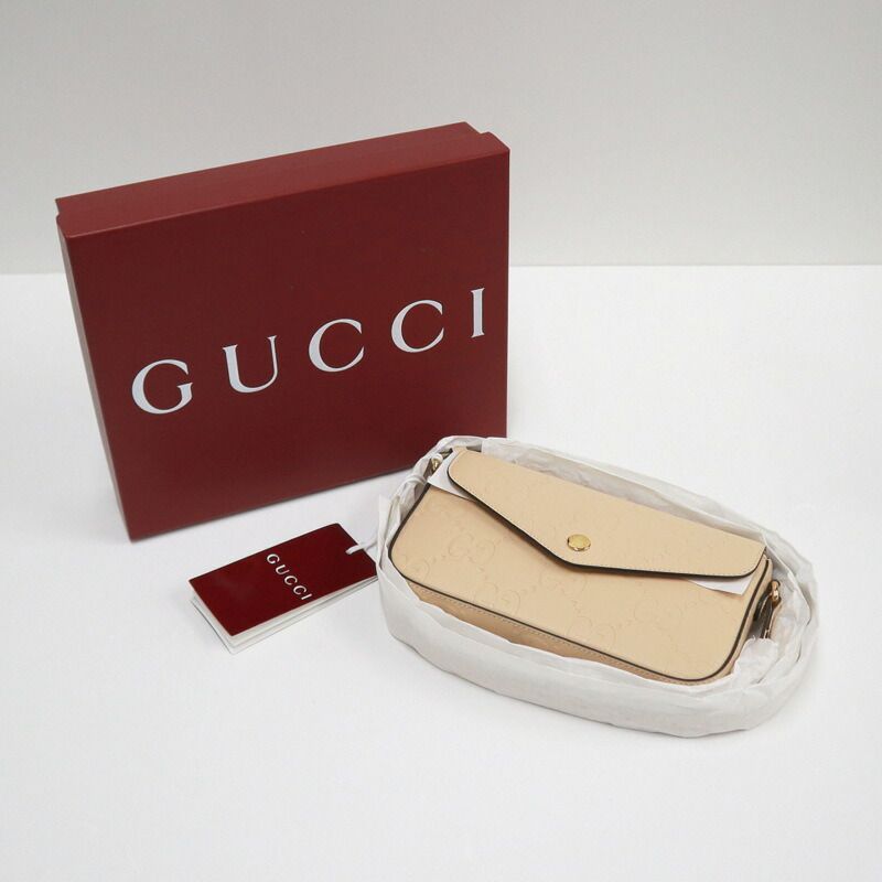 Gucci Super Mini Shoulder Bag Big GG Leather Beige Gold — view 8
