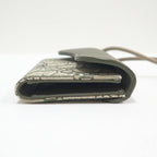 Dior Saddle Flap Card Case Bifold Wallet Canvas Leather Multi Green — view 4