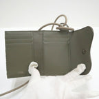 Dior Saddle Flap Card Case Bifold Wallet Canvas Leather Multi Green — view 6