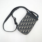 Dior Saddlebar Pouch Shoulder Bag Blue Leather Navy Black Beige — view 2