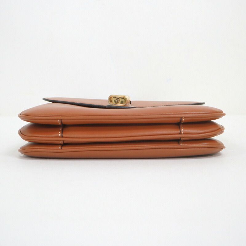 Celine Tab Shoulder Bag Leather Brown Gold — view 4
