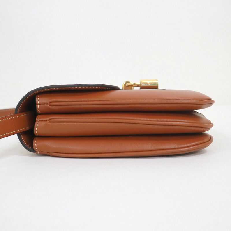 Celine Tab Shoulder Bag Leather Brown Gold — view 3
