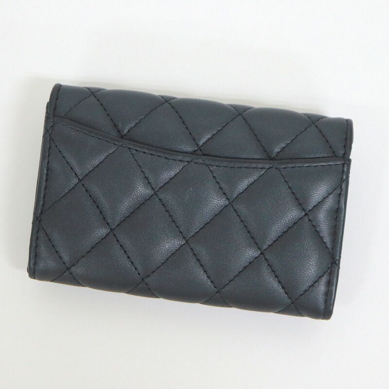 Chanel Quilted Coin Case Lambskin So Black Silver — view 2