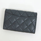 Chanel Quilted Coin Case Lambskin So Black Silver — view 2