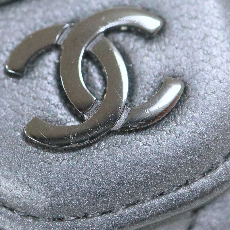 Chanel Quilted Coin Case Lambskin So Black Silver — view 6
