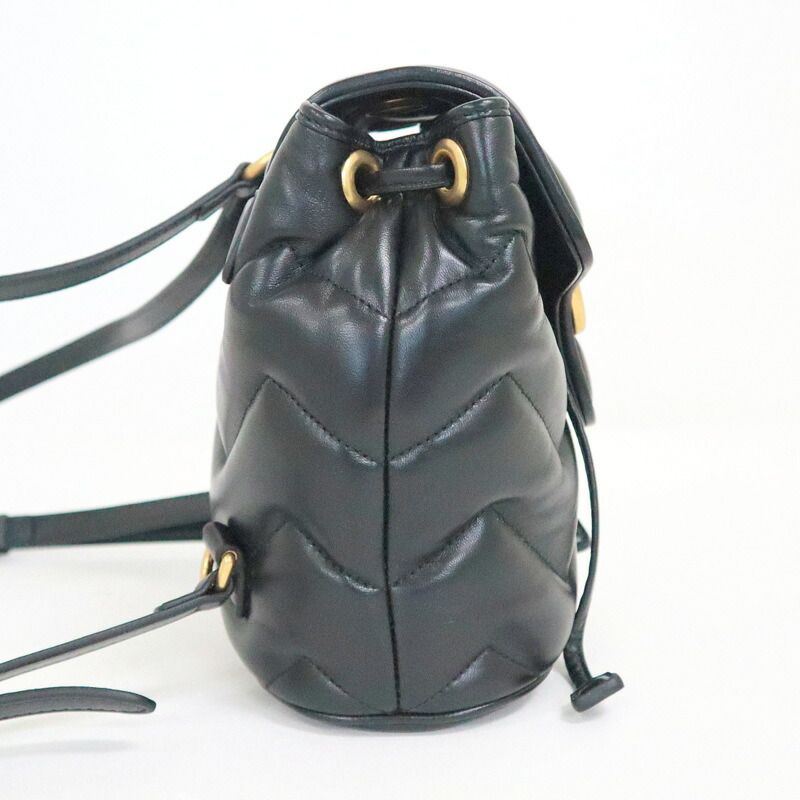 Gucci GG Marmont Backpack Black Gold Leather X — view 3