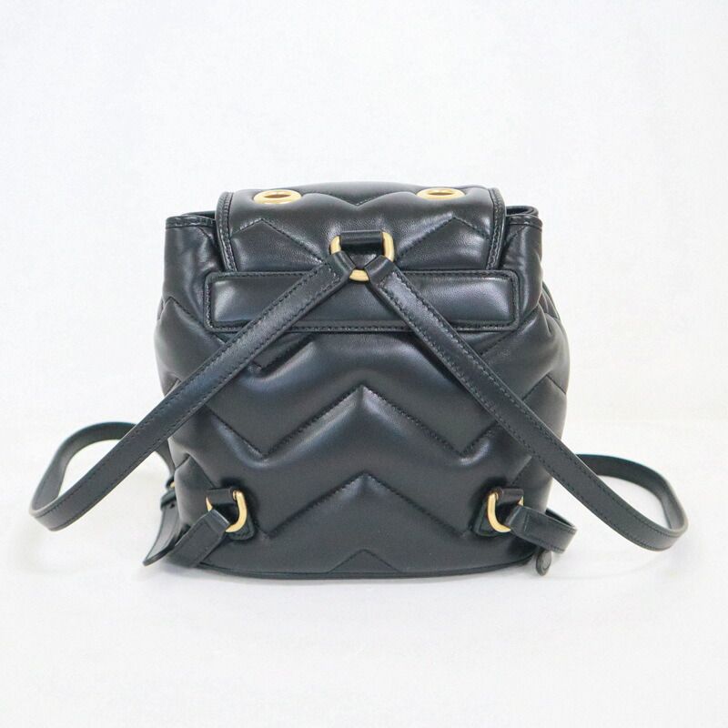 Gucci GG Marmont Backpack Black Gold Leather X — view 2