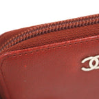Chanel Caviar Leather Coin Case Red Silver — view 6