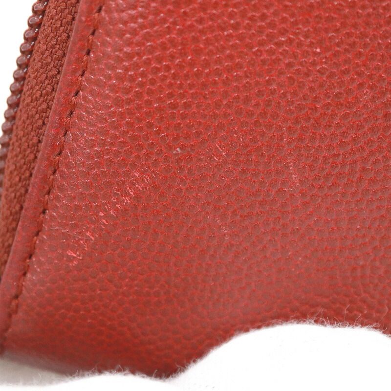 Chanel Caviar Leather Coin Case Red Silver — view 5