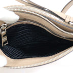 Prada Shoulder Bag Gray Leather Greige — view 5