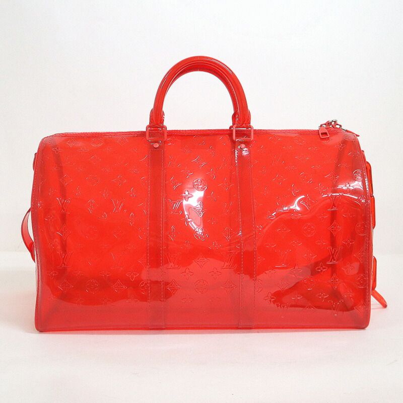 Louis Vuitton Keepall Bandouliere 50 Monogram Red Clear Limited Handbag — view 3