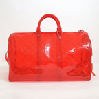 Louis Vuitton Keepall Bandouliere 50 Monogram Red Clear Limited Handbag — view 3