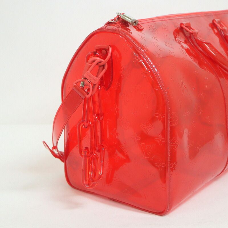 Louis Vuitton Keepall Bandouliere 50 Monogram Red Clear Limited Handbag — view 5