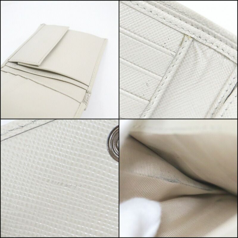 Prada Bifold Compact Wallet Saffiano Leather White Silver — view 6