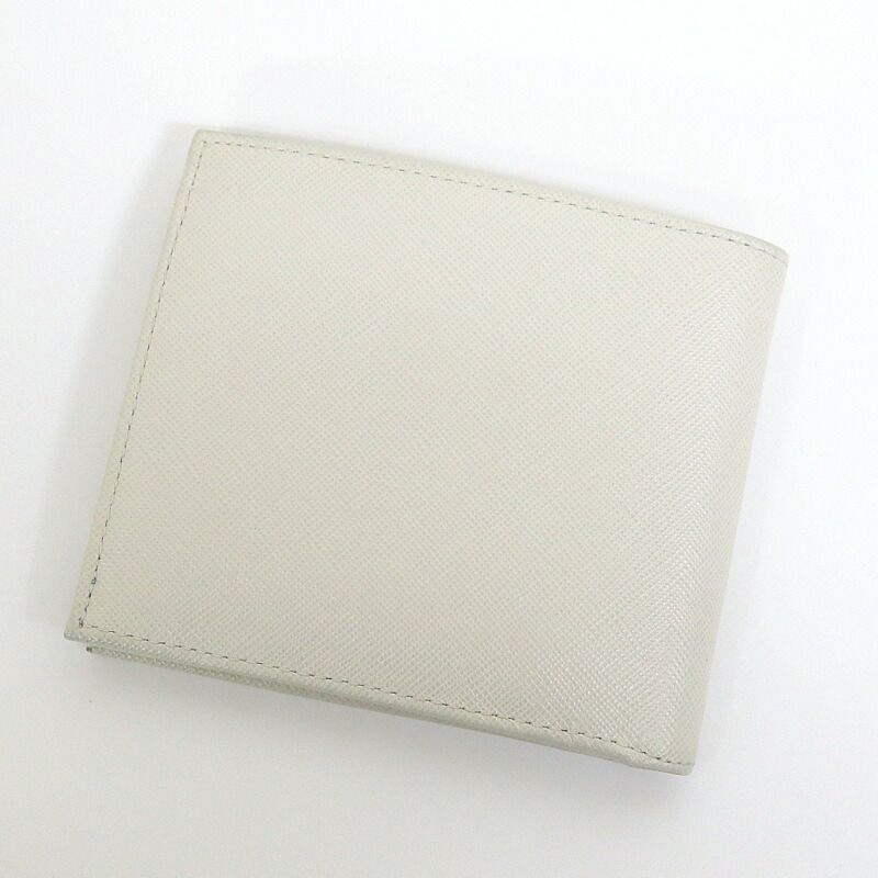 Prada Bifold Compact Wallet Saffiano Leather White Silver — view 2
