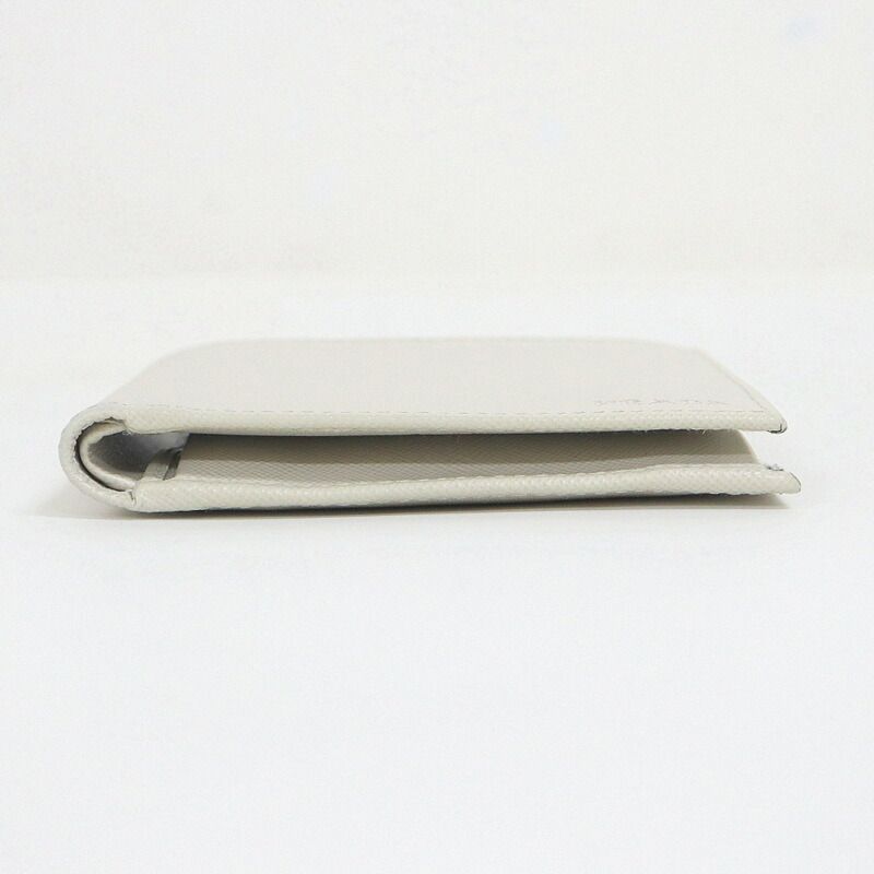 Prada Bifold Compact Wallet Saffiano Leather White Silver — view 3