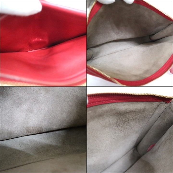 Celine Chain Shoulder Bag Leather Red Gold — view 9