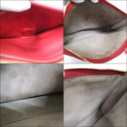 Celine Chain Shoulder Bag Leather Red Gold — view 9