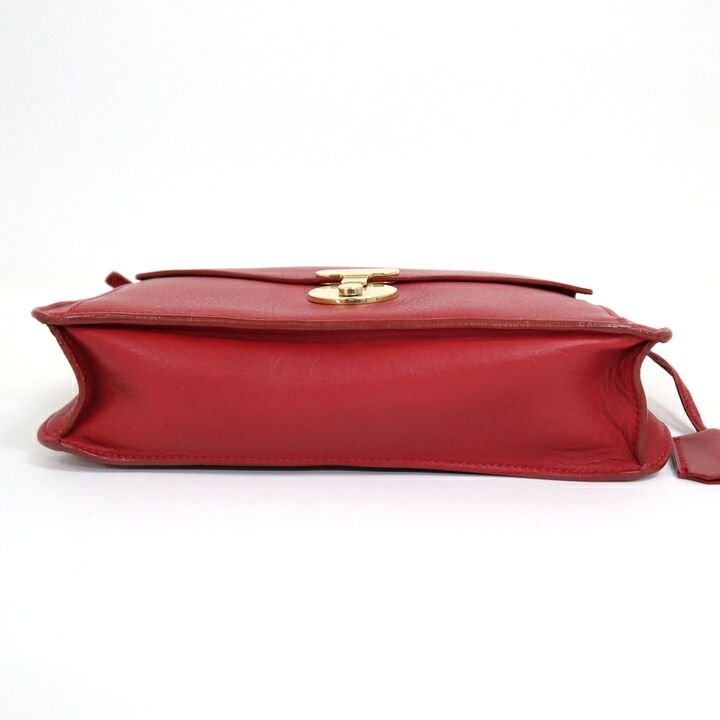 Celine Chain Shoulder Bag Leather Red Gold — view 6