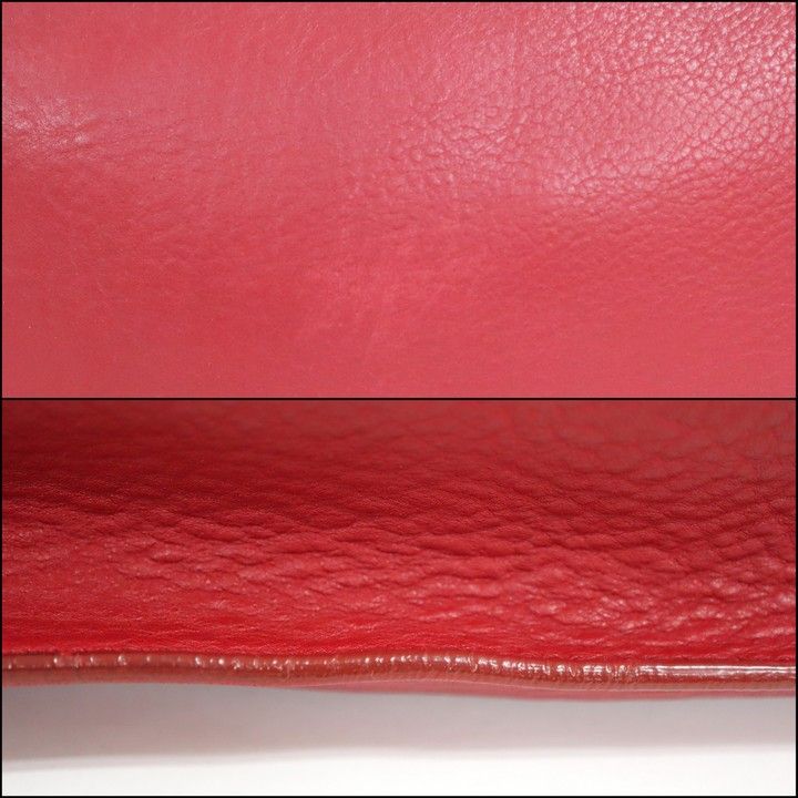 Celine Chain Shoulder Bag Leather Red Gold — view 5