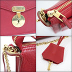 Celine Chain Shoulder Bag Leather Red Gold — view 4