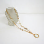 Chanel Loupe Necklace Gold White Faux Pearl X — view 2