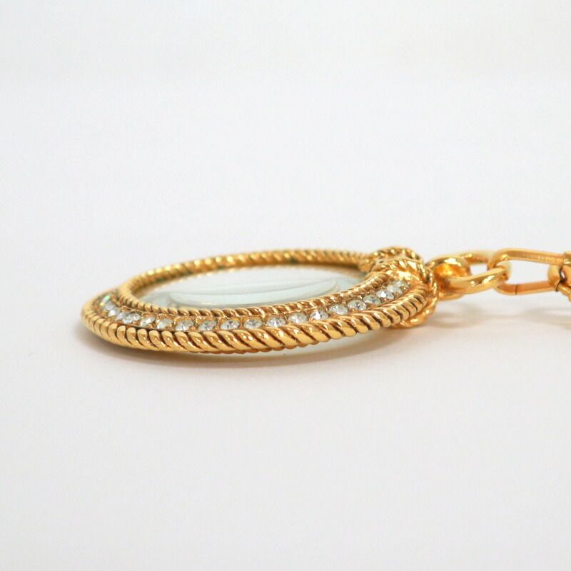 Chanel Loupe Necklace Gold White Faux Pearl X — view 5