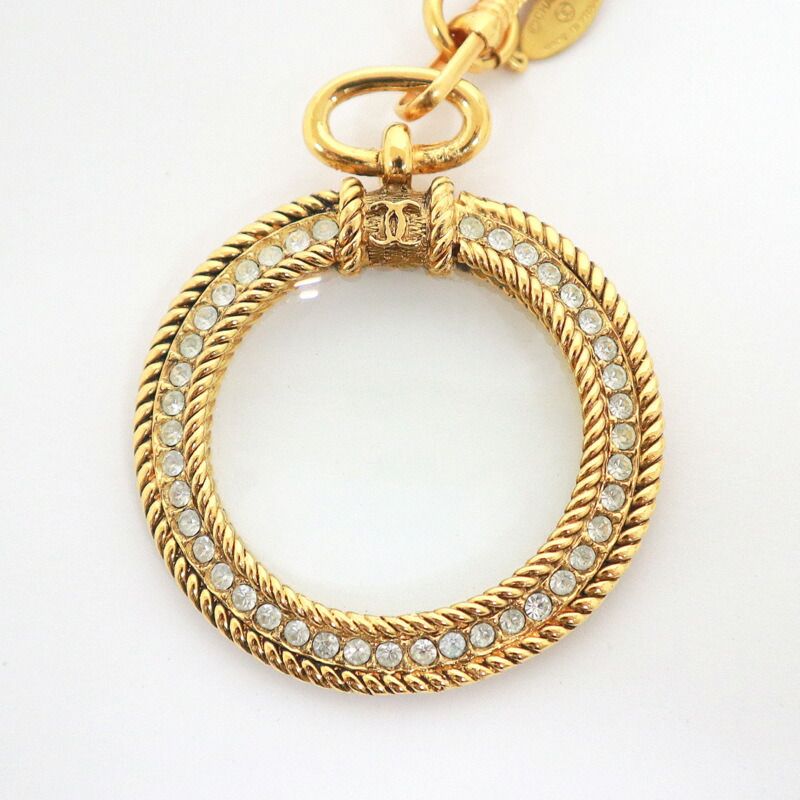Chanel Loupe Necklace Gold White Faux Pearl X — view 4