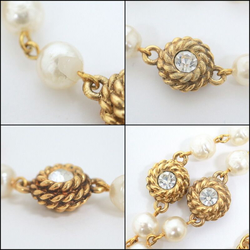 Chanel Loupe Necklace Gold White Faux Pearl X — view 6