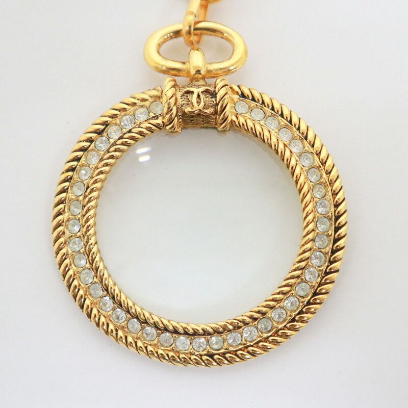 Chanel Loupe Necklace Gold White Faux Pearl X — view 3