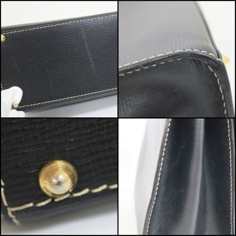 Celine Flap Handbag Leather Black Gold — view 8
