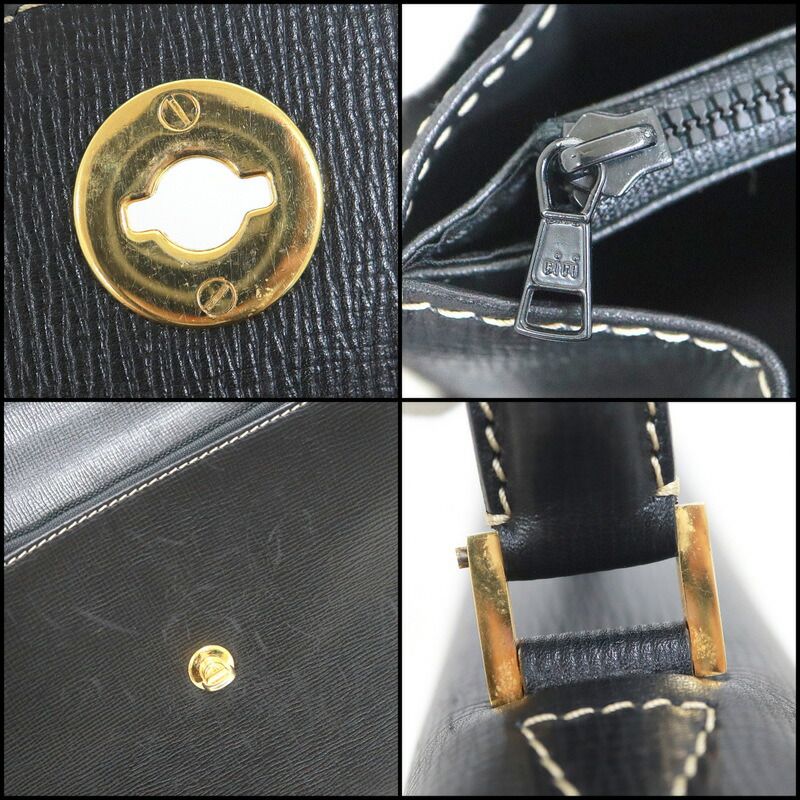 Celine Flap Handbag Leather Black Gold — view 9