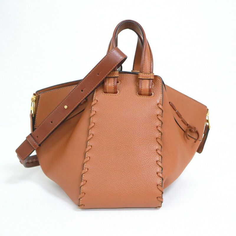 Loewe Hammock Small Shoulder Bag Leather Lace Brown Gold Black — view 2