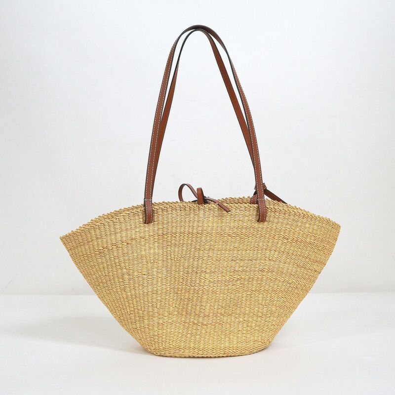 Loewe Shell Basket Bag Small Elephant Grass Leather Natural Pecan — view 2
