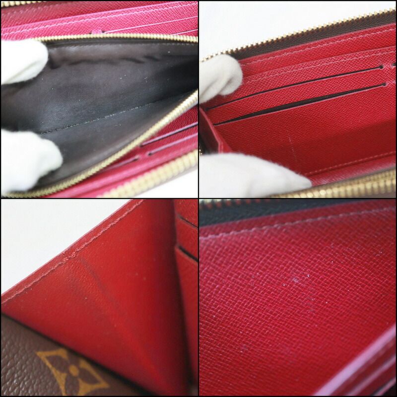 Louis Vuitton Portefeuille Clemence Zip Around Wallet Fuchsia Brown — view 5