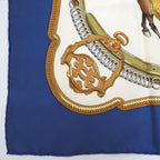 Hermes Carre 90 Horse Riding Scene Silk Blue Scarf — view 2