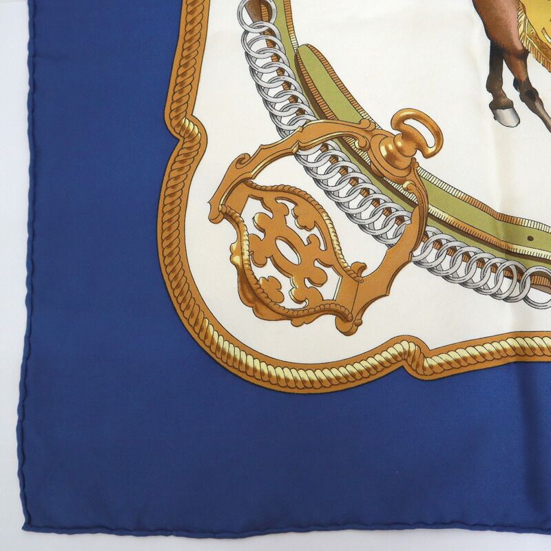 Hermes Carre 90 Horse Riding Scene Silk Blue Scarf — view 2