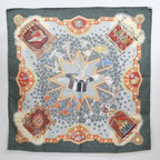 Hermes Carre 90 Magic la Magie Gray Orange Silk Scarf — view 2